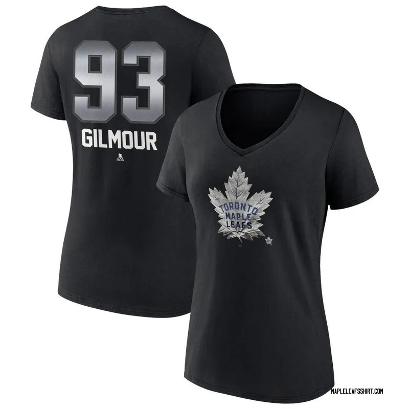 Doug Gilmour Toronto Maple Leafs Women's Black Midnight Mascot Logo V-Neck T-Shirt
