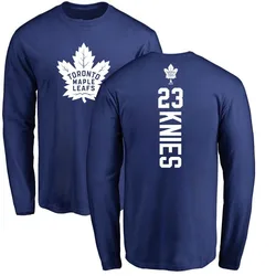 Matthew Knies Toronto Maple Leafs Men's Royal Backer Long Sleeve T-Shirt -