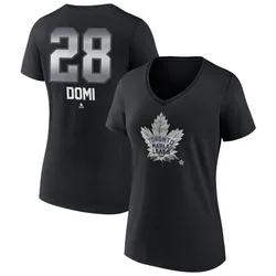 Tie Domi Toronto Maple Leafs Women's Black Midnight Mascot Logo V-Neck T-Shirt
